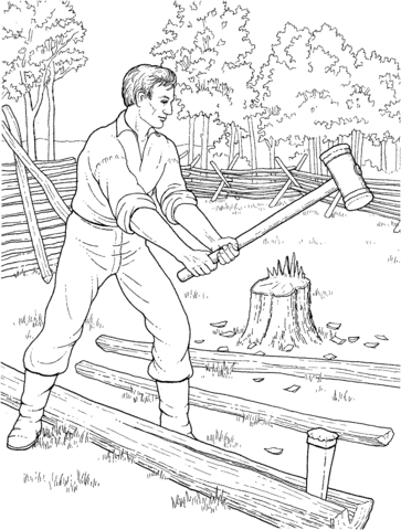 Young Abe Lincoln Was Good With An Axe Coloring Page